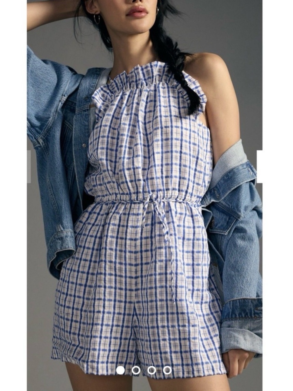 Anthropologie corey lynn calter blue Plaid romper Size S